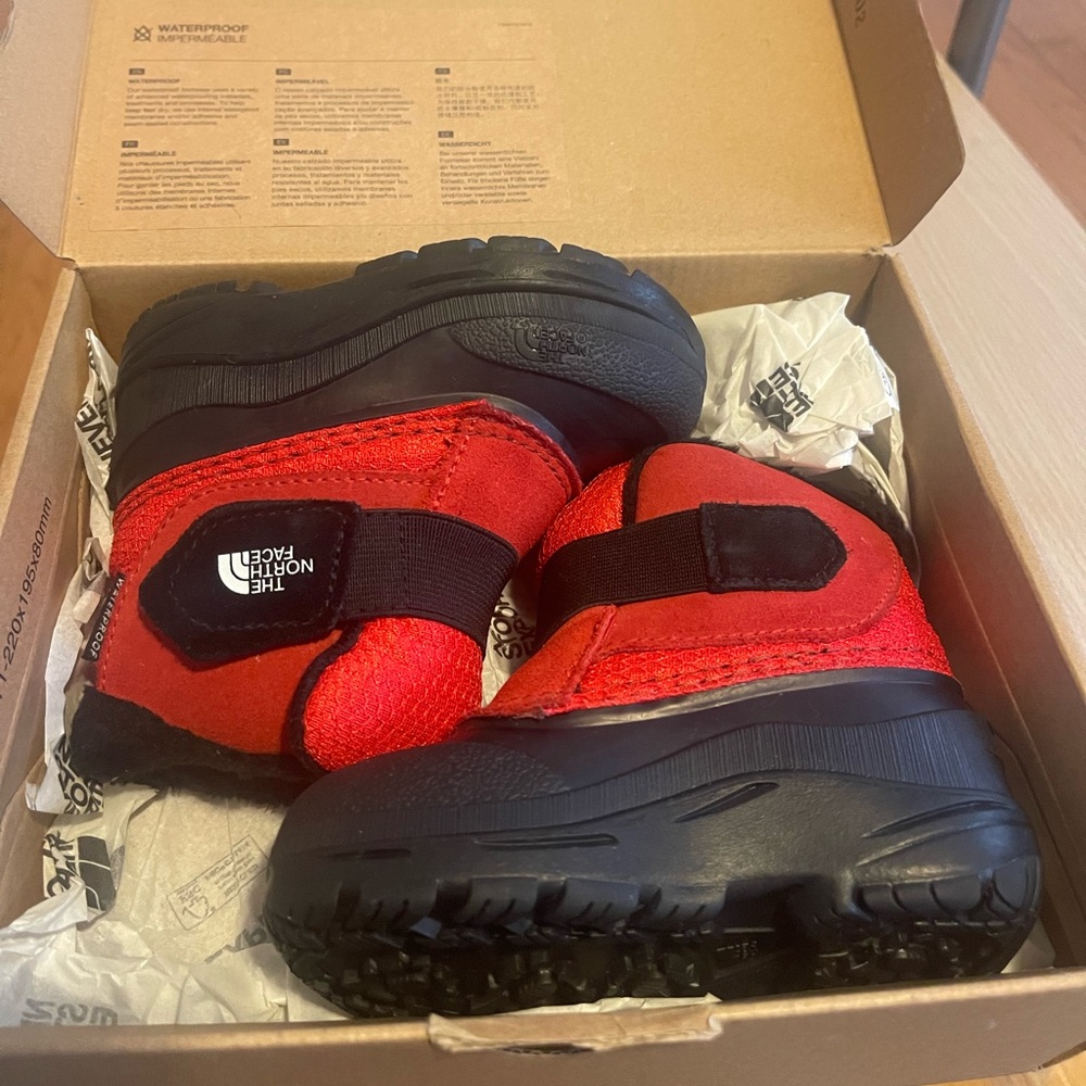 The North Face Kids Red and Black Boots